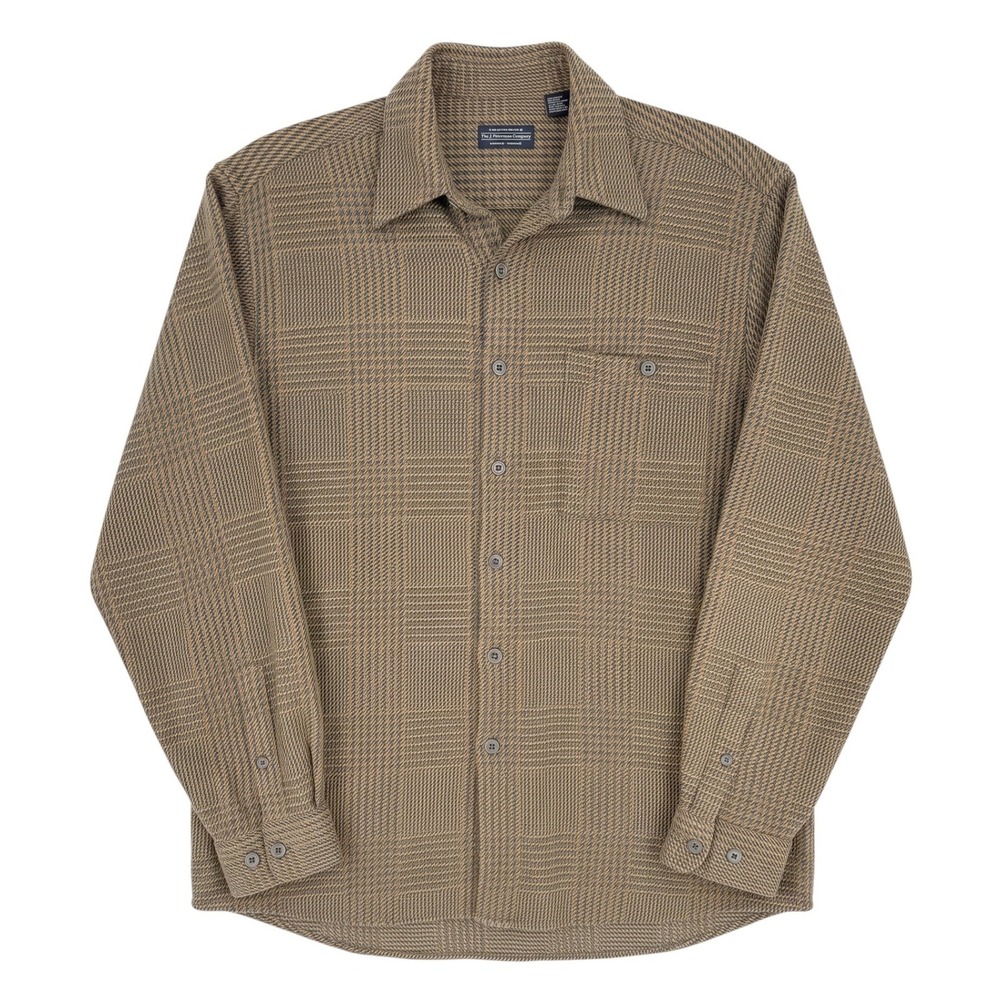 J. Peterman Company Brown Glen Plaid Cotton Button Down Shirt Large Heritage